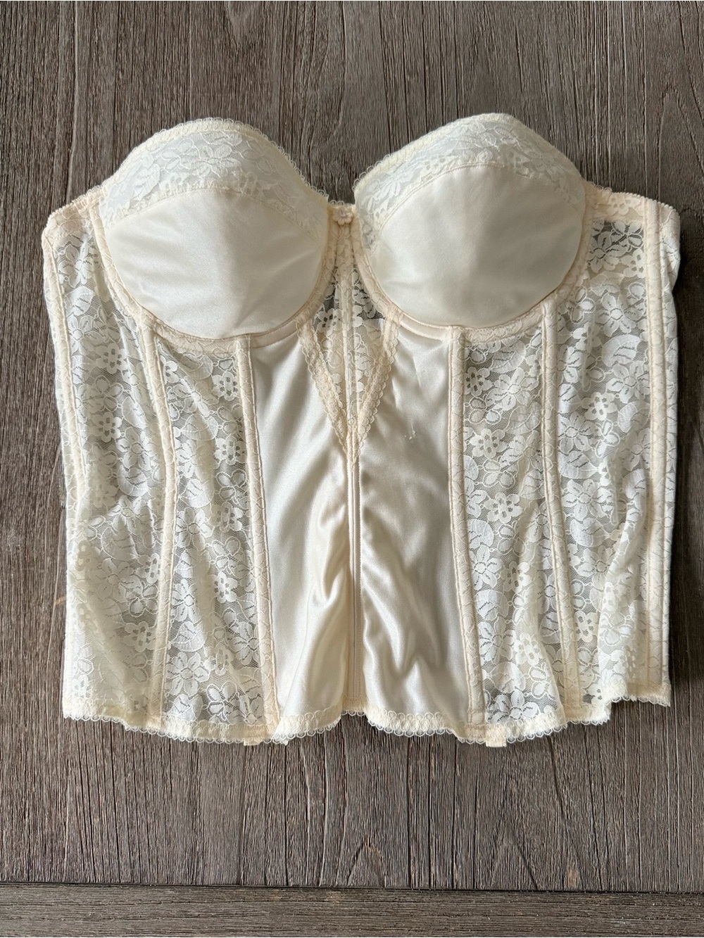 Vintage Lace Corset by Dominique Bustier Bra Ivory 36/38C‎ Coquette Wedding